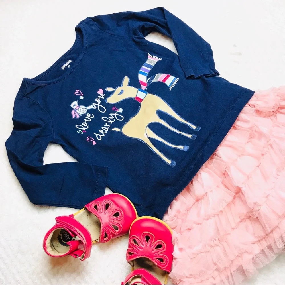 COPY - Gymboree long sleeve winter deer cotton top Sz 3T